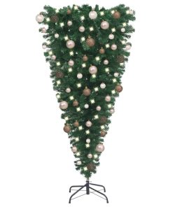 Naopako umjetno božićno drvce s LED svjetlima i kuglicama 120cm