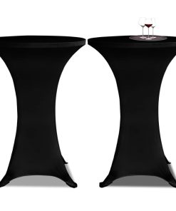 Navlaka za stol za stajanje Ø 60 cm crna rastezljiva 4 kom
