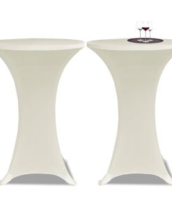 Navlaka za stol za stajanje Ø 60 cm krem rastezljiva 4 kom