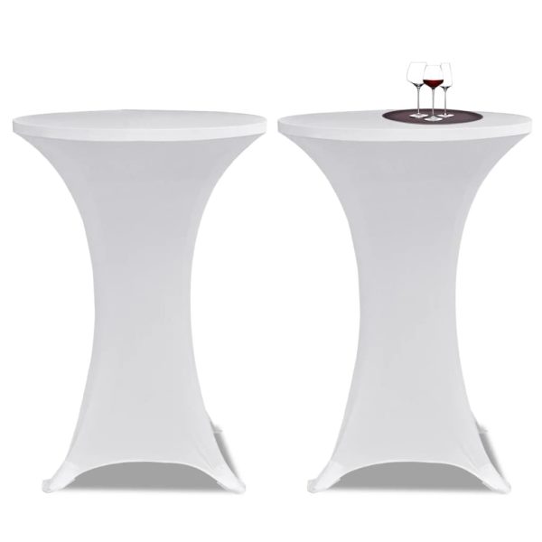 Navlaka za stol za stajanje Ø 80 cm bijela rastezljiva 4 kom