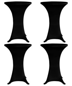 Navlaka za stol za stajanje Ø 80 cm crna rastezljiva 4 kom