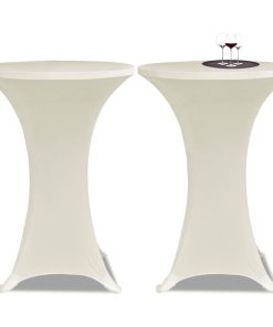 Navlaka za stol za stajanje Ø 80 cm krem rastezljiva 4 kom