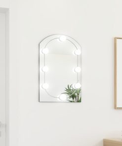 Ogledalo s LED svjetlima 60 x 40 cm stakleno u obliku luka