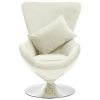 Okretna jajolika stolica s jastukom krem baršunasta