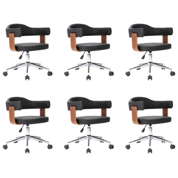 Okretne blagovaonske stolice 6 kom crne od drva i umjetne kože