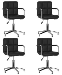 Okretne blagovaonske stolice od umjetne kože 4 kom crne