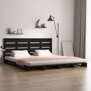 Okvir za krevet od masivnog drva crni 135x190 cm 4FT6 bračni