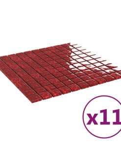 Pločice s mozaikom 11 kom crvene 30 x 30 cm staklene