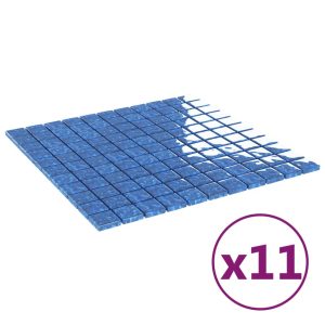 Pločice s mozaikom 11 kom plave 30 x 30 cm staklene