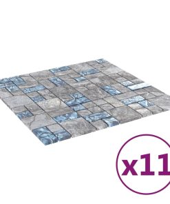 Pločice s mozaikom 11 kom sivo-plave 30 x 30 cm staklene