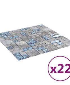Pločice s mozaikom 22 kom sivo-plave 30 x 30 cm staklene