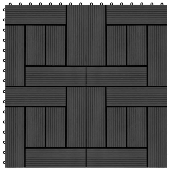 Pločice za trijem 22 kom 30 x 30 cm 2 m² WPC crne