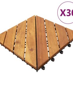 Pločice za trijem 30 kom smeđe 30 x 30 cm masivno drvo bagrema