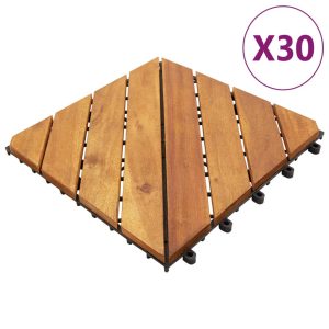 Pločice za trijem 30 kom smeđe 30 x 30 cm masivno drvo bagrema