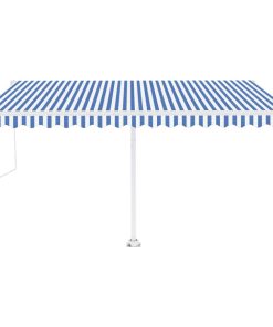 Samostojeća automatska tenda 450 x 300 cm plavo-bijela
