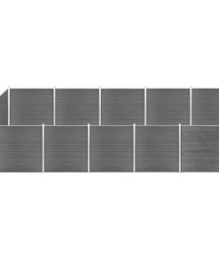 Set WPC ograda 10 kvadratnih + 1 kosa 1830 x 186 cm sivi