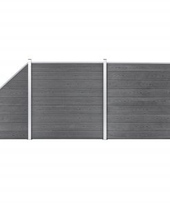 Set WPC ograda 2 kvadratne + 1 kosa 446 x 186 cm sivi