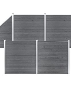 Set WPC ograda 4 kvadratne + 1 kosa 792 x 186 cm sivi