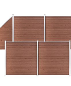 Set WPC ograda 4 kvadratne + 1 kosa 792 x 186 cm smeđi