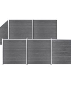 Set WPC ograda 5 kvadratnih + 1 kosa 965 x 186 cm sivi