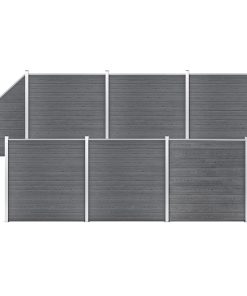 Set WPC ograda 6 kvadratnih + 1 kosa 1138 x 186 cm sivi