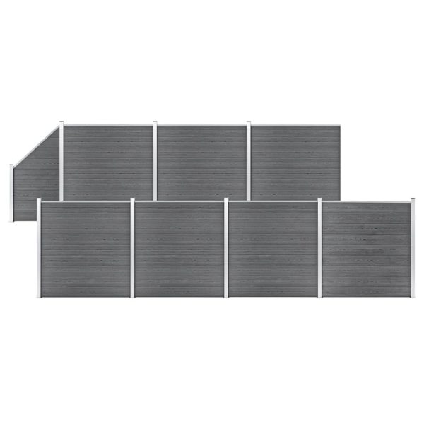 Set WPC ograda 7 kvadratnih + 1 kosa 1311 x 186 cm sivi