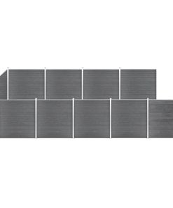 Set WPC ograda 9 kvadratnih + 1 kosa 1657 x 186 cm sivi