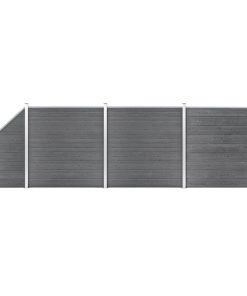 Set ograda pd WPC-a 3 kvadratne + 1 kosa 619 x 186 cm sivi
