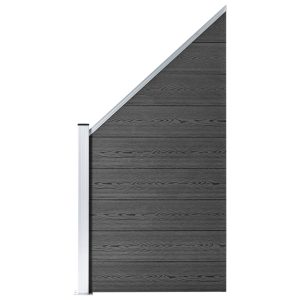 Set panela za ogradu WPC 1657 x (105 - 186) cm crni