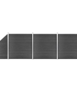 Set panela za ogradu WPC 619 x (105 - 186) cm crni