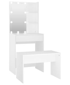 Set toaletnog stolića LED bijeli od konstruiranog drva