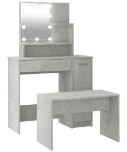 Set toaletnog stolića LED siva bojabetona od konstruiranog drva