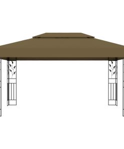 Sjenica s dvostrukim krovom 3 x 4 m smeđe-siva 180 g/m²