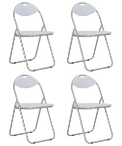 Sklopive blagovaonske stolice od umjetne kože 4 kom bijele