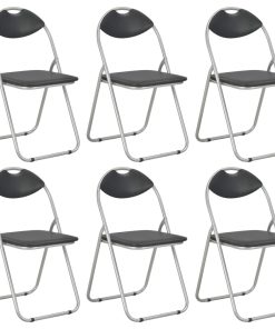 Sklopive blagovaonske stolice od umjetne kože 6 kom crne