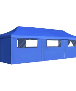 Sklopivi šator za zabave s 8 bočnih zidova 3 x 9 m plavi