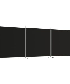 Sobna pregrada s 3 panela crna 525x180 cm od tkanine