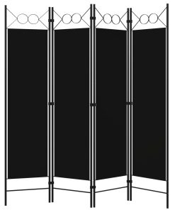 Sobna pregrada s 4 panela crna 160 x 180 cm
