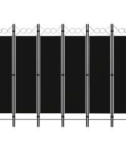 Sobna pregrada sa 6 panela crna 240 x 180 cm