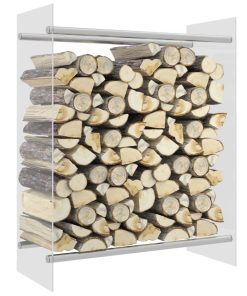 Stalak za drva za ogrjev prozirni 80x35x100 cm kaljeno staklo