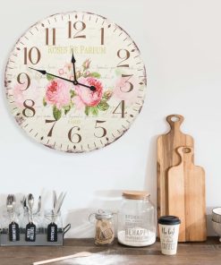Starinski zidni sat s cvjetnim uzorkom 60 cm