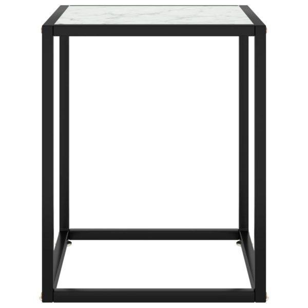 Stolić za kavu crni s bijelim mramornim staklom 40 x 40 x 50 cm