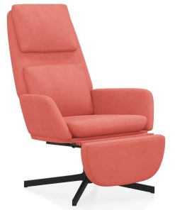 Stolica za opuštanje s osloncem za noge ružičasta baršunasta