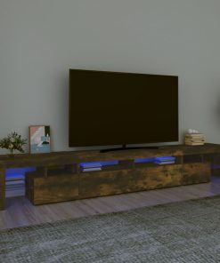 TV ormarić s LED svjetlima boja dimljenog hrasta 260x36