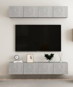 TV ormarići 4 kom siva boja betona 80 x 30 x 30 cm od iverice