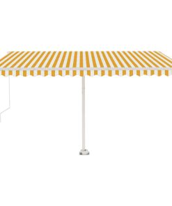 Tenda na ručno uvlačenje s LED svjetlima 400x350 cm žuto-bijela