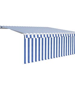 Tenda na ručno uvlačenje s roletom 4 x 3 m plavo-bijela