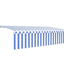 Tenda na ručno uvlačenje s roletom 6 x 3 m plavo-bijela