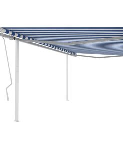 Tenda na ručno uvlačenje sa stupovima 4 x 3 m plavo-bijela