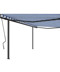 Tenda na ručno uvlačenje sa stupovima 4 x 3 m plavo-bijela